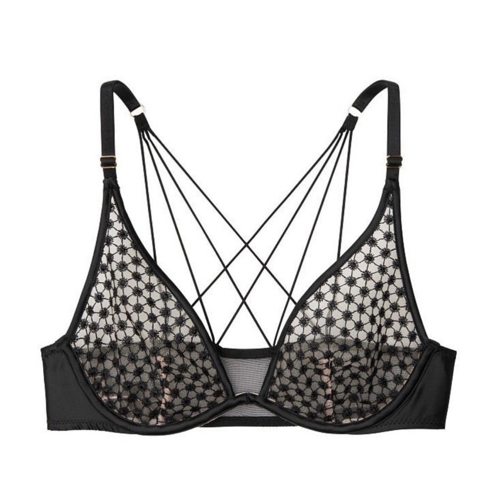 Victoria's Secret Luxe Starburst Unlined Plunge Underwire Mesh Bra